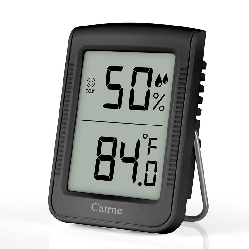 [Australia - AusPower] - Digital Hygrometer Indoor Thermometer Humidity Meter Room Thermometer with Large Number Display,Temperature and Humidity Monitor for Home,Baby Room, Bedroom, Office, Greenhouse (Black) Black 1 Pack 