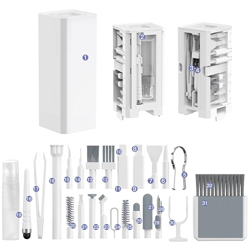 32-in-1 Electronics Cleaning Kit for Phone, Earbuds, Keyboard & Camera Lens White