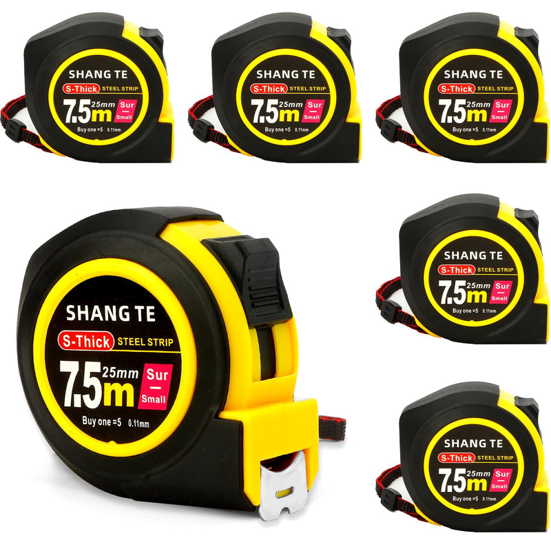 6 Pack Tape Measures(25 FT) Easy to Read Digital Retractable Steel Measuring Tapes 25 FT Heavy Duty Meter Tape Measure with Fractions Home Carpenter Craftsman Lineman Measure Tools Cinta Metrica 6 pack-25ft
