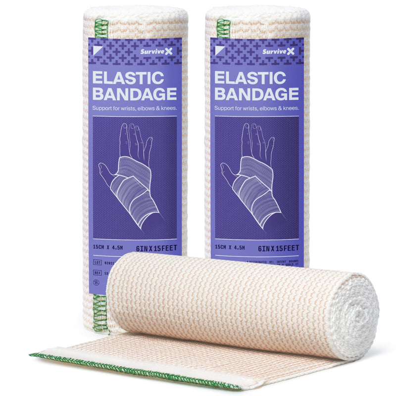 [Australia - AusPower] - High-Performance Elastic Bandage Wrap 6 Inch - Reusable Compression Bandage Wrap for Leg, Ankle, Wrist, Knee - Self Closing Design - FSA HSA Approved - 2 Pack Elastic 6in 