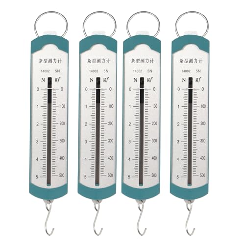 Spring Force Meter, Pack of 4 Spring Force Gauge 5N Precise Portable Bar Force Meter for Physical-Mechanical Experiments