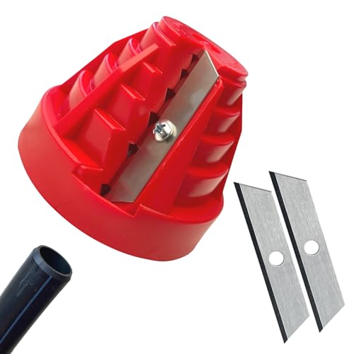 Plastic Pipe Chamfer Tool - Pipe Deburring Tool for 20, 25, 32, 40, 50 and 63 mm Plastic Pipes - High Performance Pipe Cutter - PVC Pipe Cutter and 2 Spare Blades