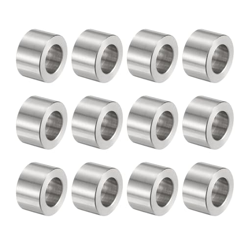 uxcell 12pcs Stainless Steel Spacer 12mm Bore x 20mm OD x 12mm Length Screw Bushing Plain Finish Round Metal Spacer for M12 Screws Bolts and Rods Silver Tone