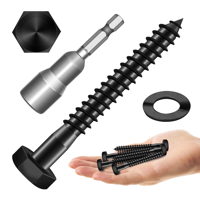 [Australia - AusPower] - (20Sets) 1/4" x 2-1/2" Hex Head Lag Bolts, Heavy Duty Lag Screws with Washers, 304 Stainless Steel Bolts 18-8, Lag Screws Wood Screws, Partial Thread Black Oxide, 1/4 Bolt 1/4 x 2-1/2" (20 set) 