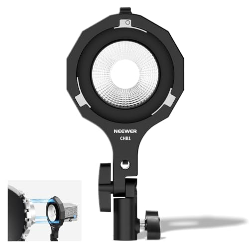 NEEWER Bowens Mount Adapter Holder, Mini to Bowens Mount Adapter Ring with Umbrella Socket, 5/8" Receiver, 180° Tilt for ONLY NEEWER Mini Mount Lights, CHB1