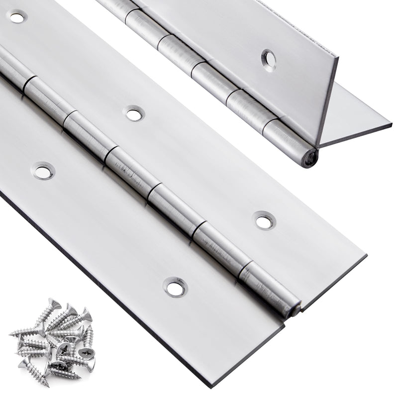[Australia - AusPower] - 2 Pack Heavy Duty Piano Hinge 12 Inch x 3 Inch Stainless Steel Continuous & Piano Hinges with Holes, 12" Continuous Hinges for Cabinet, Door, DIY Wood Boxes, 0.060" Leaf Thickness, 3" Open Width 