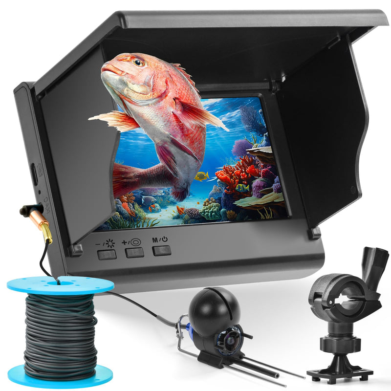 Underwater Fishing Camera, Fish Finder, Infrared Night Vision, Wide Angle, IP65 Waterproof, with 4.3 Inch IPS Display, for Ice, River and Boat (4.3 inch) Blue 4.3 inch