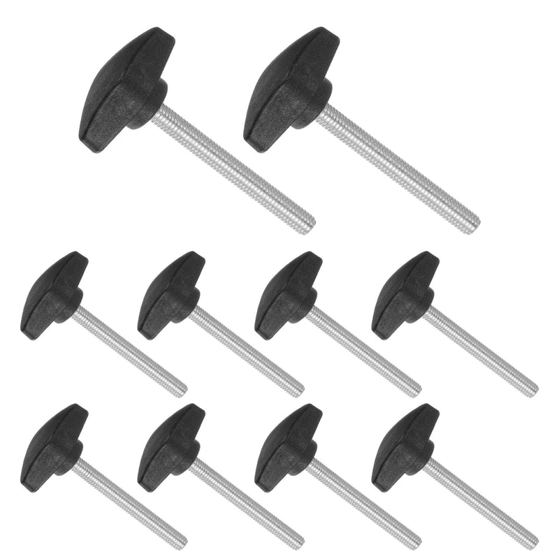 [Australia - AusPower] - Tee Wing Knobs Thumb Screw, M6 x 60mm Male Thread, Plastic T Thumb Clamping Screw Threaded Stud Hand Knobs Grip, (Applications: for Machinery Lathes), 10-Pieces 