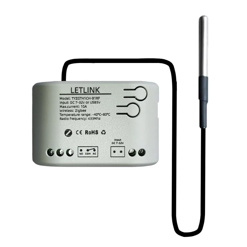[Australia - AusPower] - Zigbee Temperature Controller, Remote Relay Switch , DC 7-32V or USB 5V Input, Zigbee Extendable Probe Sensor, Tuya App Remote (DC 7-32V) 