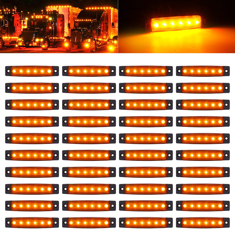 [Australia - AusPower] - 40 Pack 6 LED Trailer Marker Light, DC12-24V Clearance Side Indicator Lamp for RV Camper Truck Van Caravan Boat - Amber 