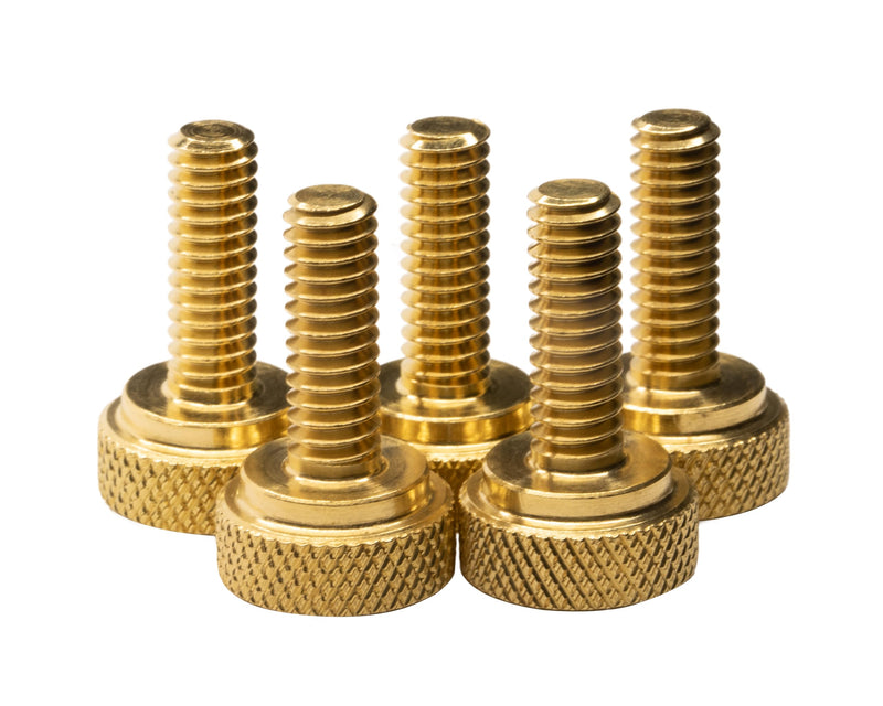 [Australia - AusPower] - 1/4-20 Thumb Screws Brass Knurled 3/4" Thread Length 5 Pack 
