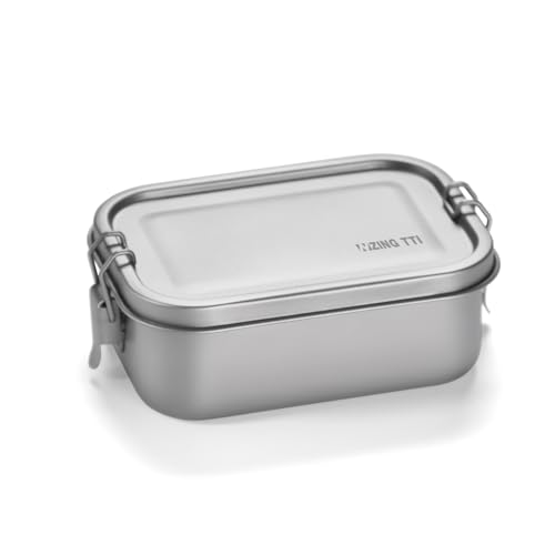 ZING TTI Pure Titanium Food Container, Leak-Proof Portable Meal Container for Travel, Work, and Outdoor Use, Durable Metal Lunch box, Dishwasher Safe, Eco-Friendly Solution(27oz) 27oz