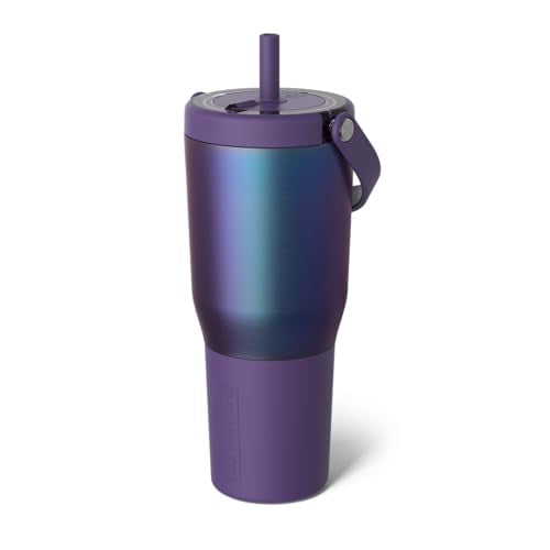BrüMate Resa 35oz 100% Leakproof Travel Tumbler w/Handle & Straw | Flexible SoftSip Straw | Silicone Sleeve for Durability | Stainless Steel | Cup Holder & Travel Friendly Water Bottle (Dark Aura) Dark Aura 35 oz