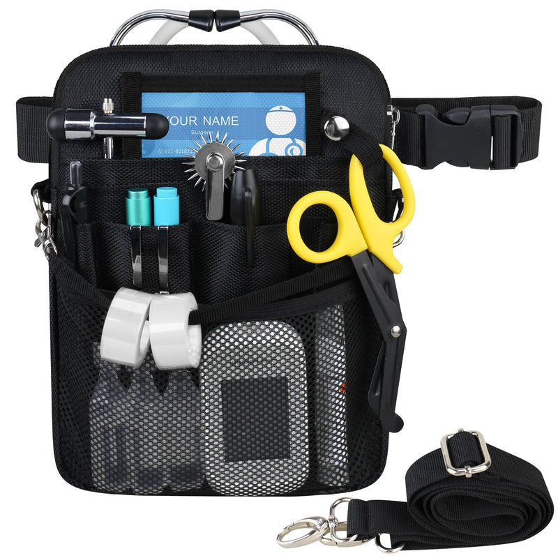 [Australia - AusPower] - RAIALL Nurse Fanny Pack with Medical Gear Pockets, Tape Holder, Medical Bag Nurse Waist Pouch Organizer with Utility Storage for Stethoscopes, Scissors Supplies and Emergency Supplies, Black 
