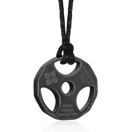 Fitness Dumbbell Urn Necklace Stainless Steel Weight Plate Cremation Jewelry For Ashes For Men Women Memorial Keepsake Pendant Black