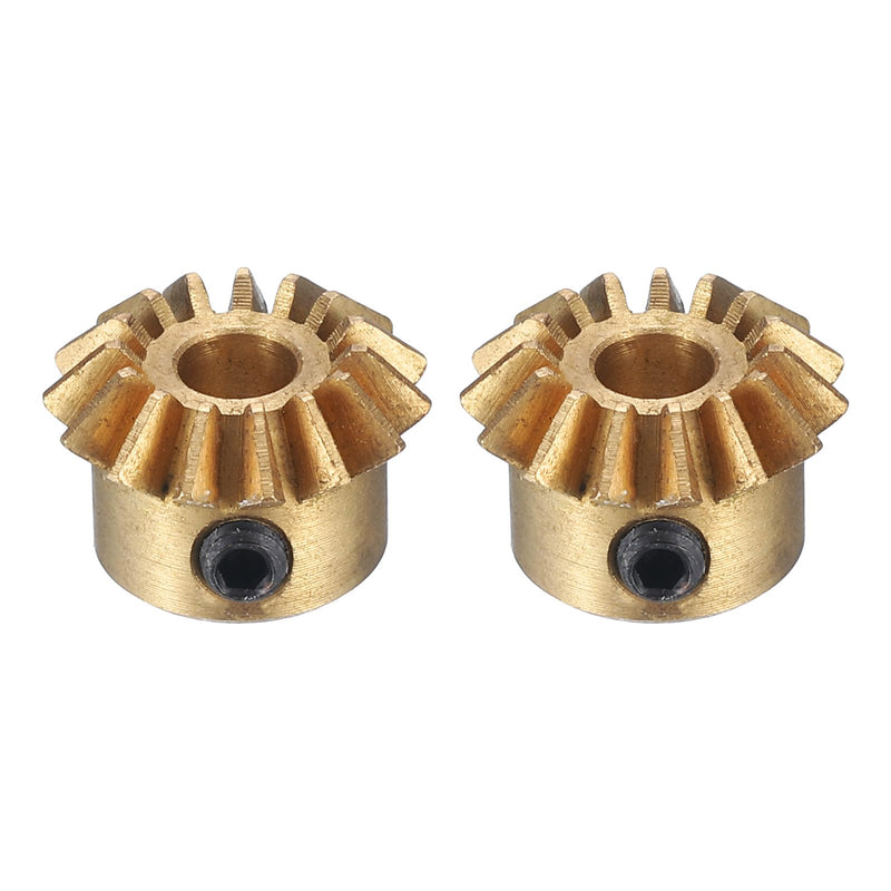 [Australia - AusPower] - uxcell 2pcs Bevel Gear 0.8 Module 1:1 Reduction Rate 15T 4mm Hole Dia Bevel Pinion Gear Brass, 45 Degree Steering Gear for Hardware Mechanical Rotation, Yellow 