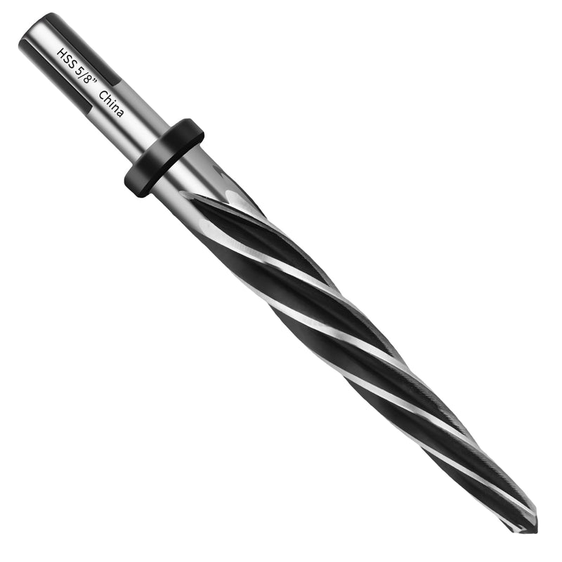 [Australia - AusPower] - 5/8” Reamer Drill Bit,M2 HSS Tapered Reamer Drill Bit for Metal Steel Wood Plastic,5/8” Bridge Construction Reamer with 1/2" Non-Slip Shank,5-Spiral Flutes Reamer Drill Bit to Align or Enlarge Holes 5/8” 
