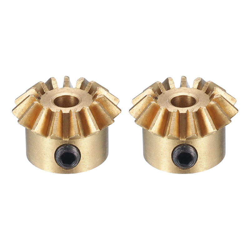 [Australia - AusPower] - uxcell 2pcs Bevel Gear 0.8 Module 1:1 Reduction Rate 15T 3mm Hole Dia Bevel Pinion Gear Brass, 45 Degree Steering Gear for Hardware Mechanical Rotation, Yellow 