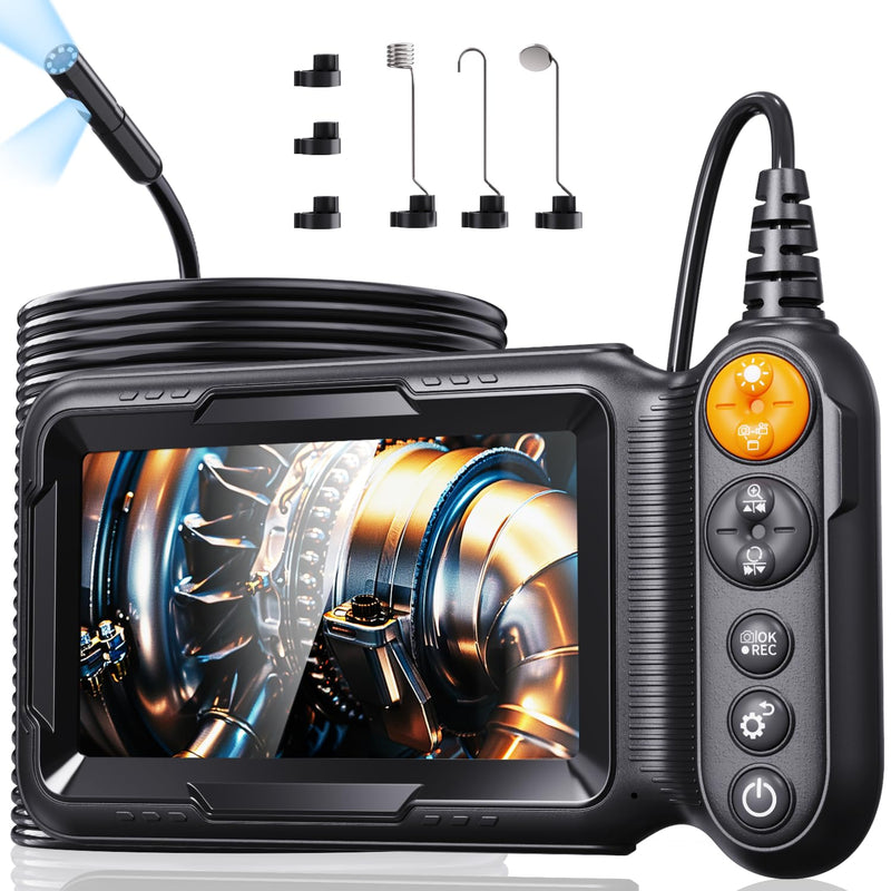 [Australia - AusPower] - Borecope with Light 5M, 5in Dual Lens Endoscope Camera with Light, Digital Inspection Camera, 7.9mm IP67 Waterproof Endoscope, 5M/16.4FT Semi-Rigid for Car Wall Plumbing-6PCS ACCS 5in Dual-Lens 16.4ft 