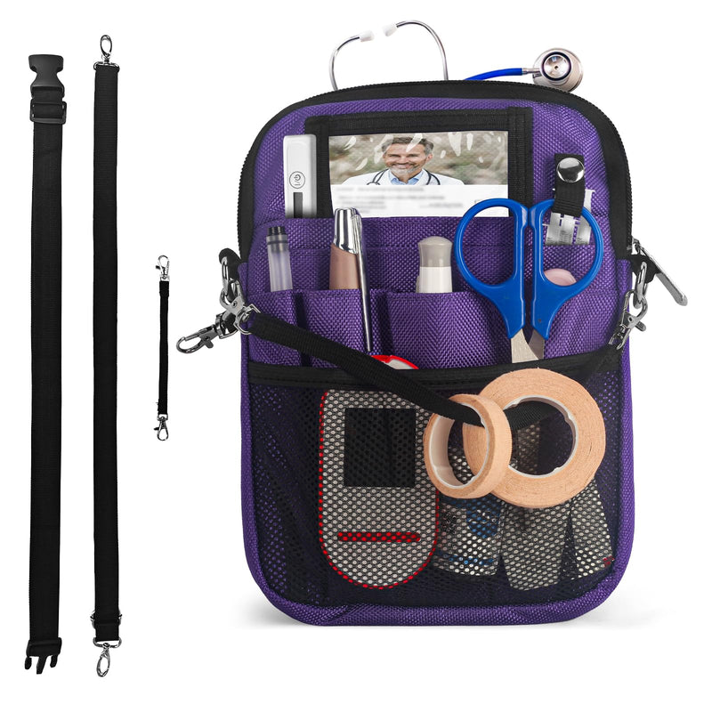 [Australia - AusPower] - Nurse Fanny Pack for Women with Stethoscope Holder - Medical Fanny Pack and Pouch Organizer, Small Utility Waist Bag for Nursing Tools and Supplies, Ideal Nurse Belt bag (Purple) Purple 