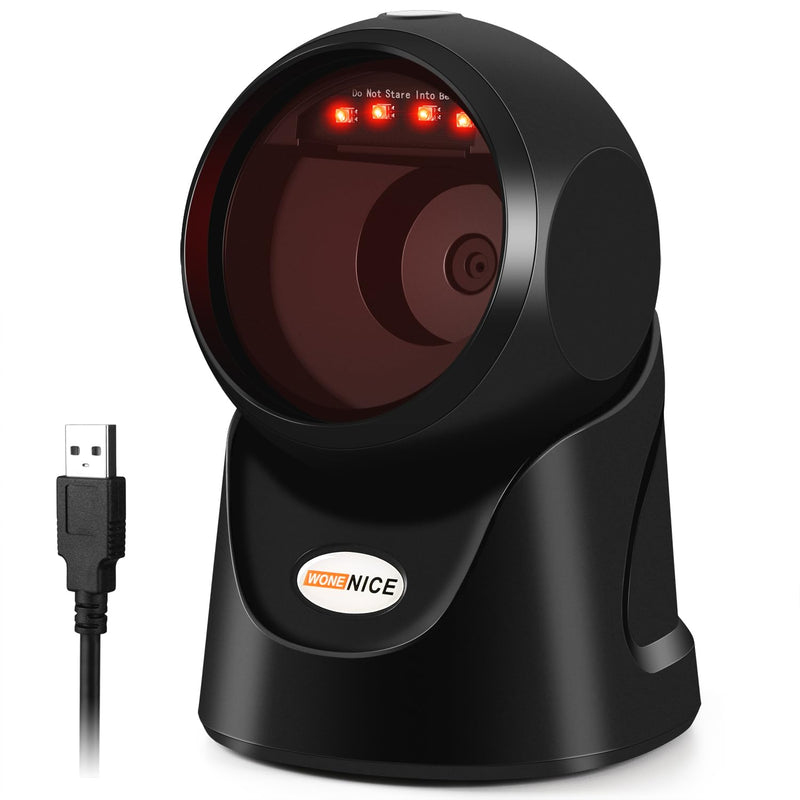 [Australia - AusPower] - WoneNice Automatic Omnidirectional Barcode Scanner, Desktop 1D 2D QR Code Scanner, Hands-Free USB Wired Image Reader for Warehouse Retail Supermarket Books & Inventory 