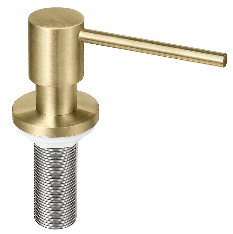 EADOT Brushed Gold All Brass Sink Soap Dispenser for Kitchen Sink Deck Mounted with 17 OZ Above The Sink Refillable PET Bottle Brass Pump Head in Counter Dish Soap Dispenser