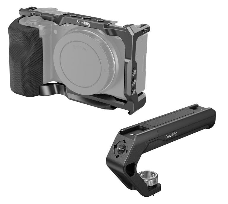 SMALLRIG ZV-E10 Cage with Silicone Handle and Lightweight Top Handle with 3/8"-16 Locating Pins for ARRI