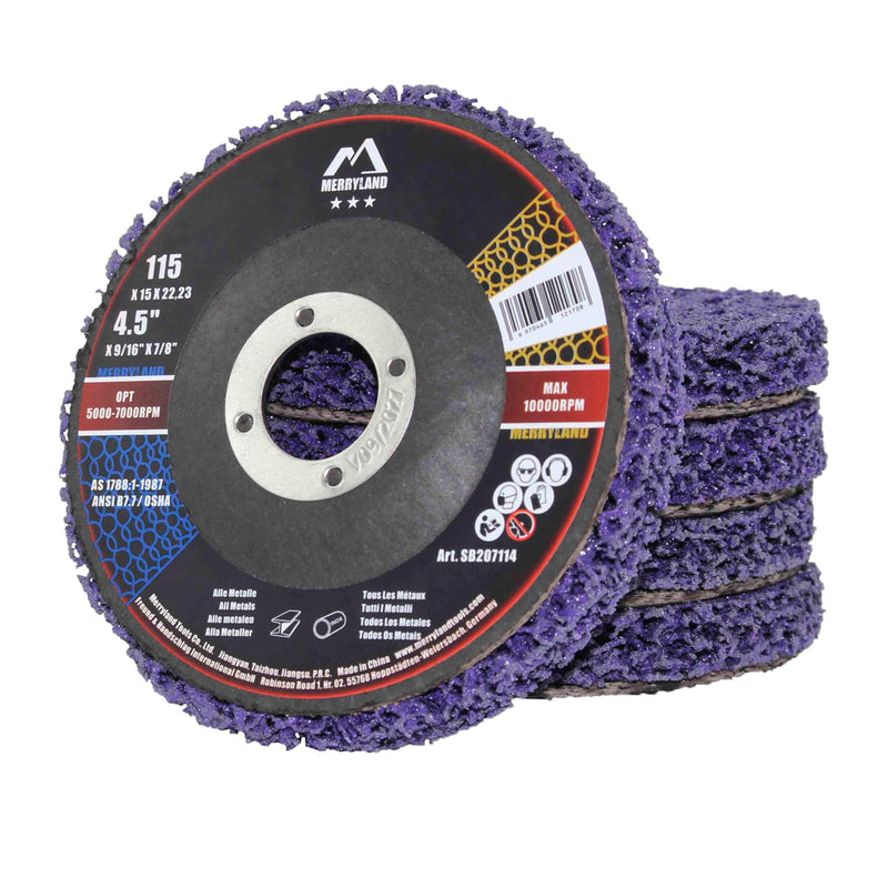 [Australia - AusPower] - Merryland Strip Disc 4.5 inch Paint Rust Remover Disc for Angle Grinder, 4.5inch Purple Strip Wheel 5 Pack, Stripping Wheel Stripper Wheel INOX Stainless Steel Iron Universal, Bravo-Line SB207114-05 Purple 5PCS 