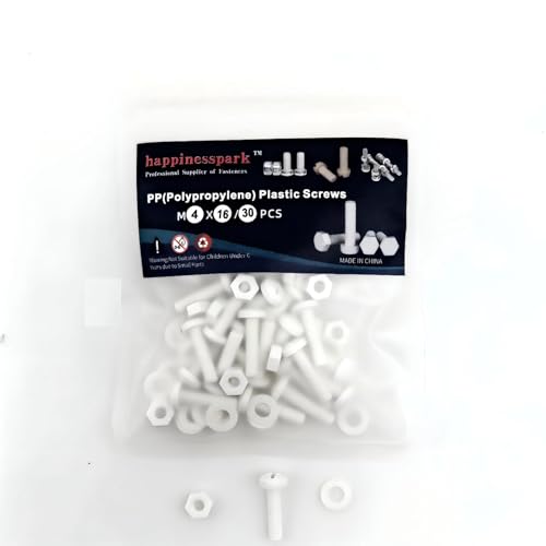 happinesspark white M4x16 polypropylene Phillips pan head screws with nuts and washers set