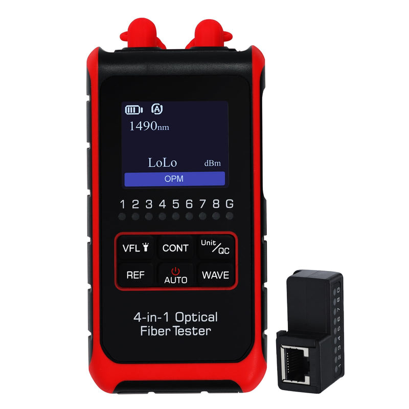 [Australia - AusPower] - 4-in-1 Fiber Optic Power Meter Portable Optical Fiber Power Tester Optical Fiber Cable Tester Visual Fault Locator VFL OPM REF FC/SC/ST Universal Interface LCD Display Fiber Tester 