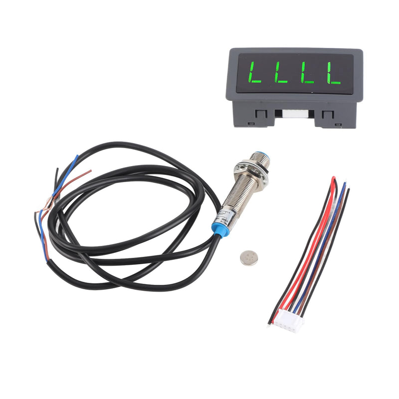 [Australia - AusPower] - 4 Digital Green LED Tachometer RPM Speed Meter + Hall Proximity Switch Magnet Sensor NPN for Lathe Conveyor Belt 