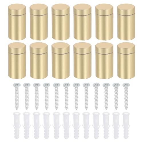 uxcell gold aluminum advertising standoff screws, 12-piece set, 1/2 x 0.93 inch spacers