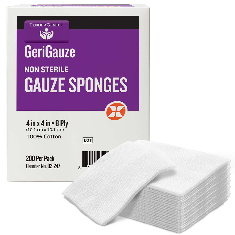 [Australia - AusPower] - 4x4 Gauze Pads 100% Cotton - 200 Non Sterile Gauze Pads for Medical Facilities, Wound Care, and First Aid - Woven 8 Ply 200 Count 
