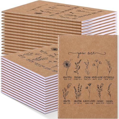 Humyoun 30 Pcs Christian Gifts Bulk Mini Christian Wildflower Notebook