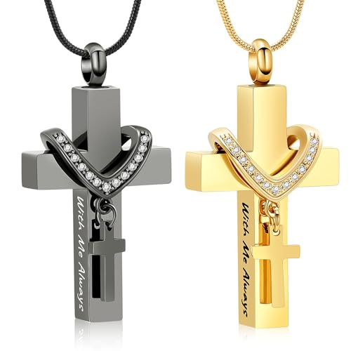 Cremation Jewelry for Ashes Pendant - Cross Urn Necklace With Me Always