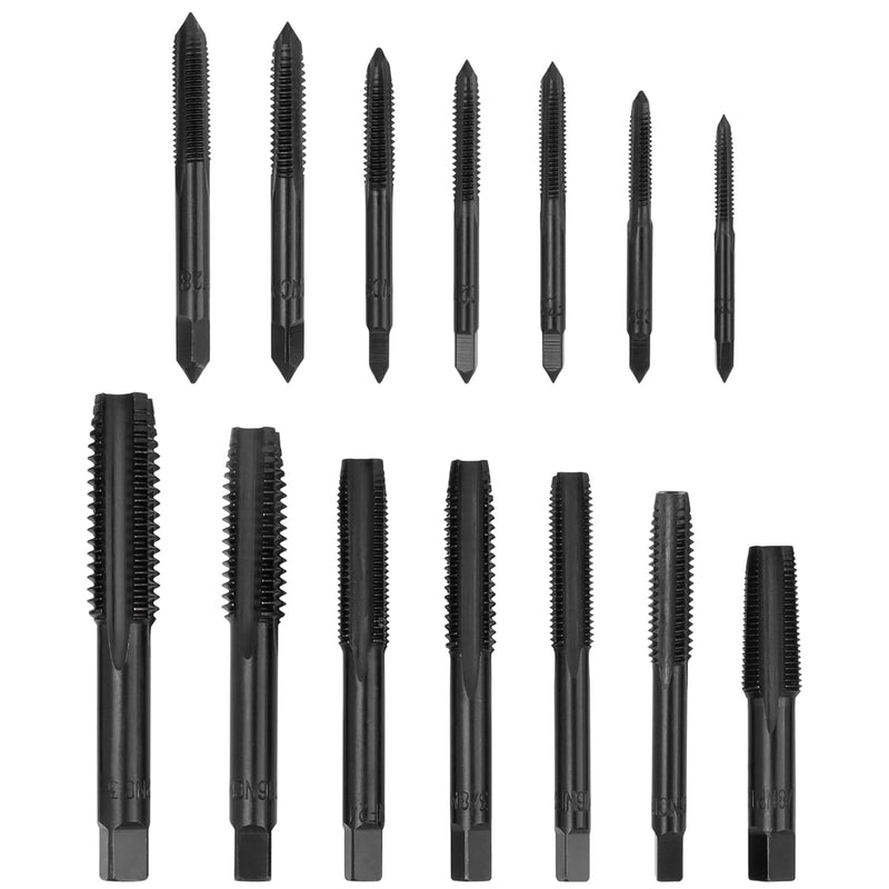 [Australia - AusPower] - Mesee 14 Pieces Thread Tap Combination Set Nitriding Coated HSS Straight Flute Thread Screw Taps SAE Size Machine Drill Thread Tapping Tool 6-32NC to 1/2-13NC 