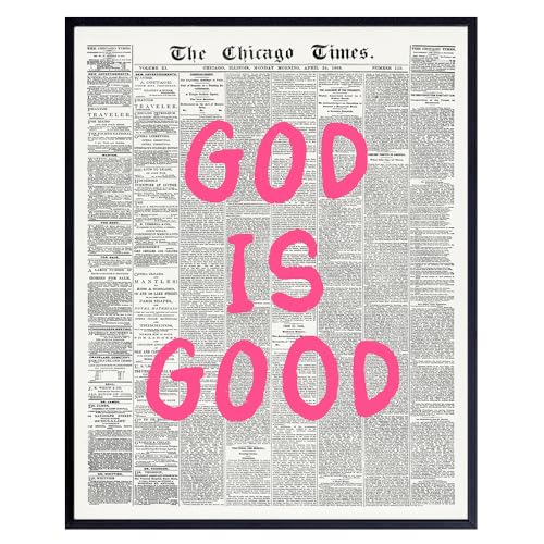 God is Good Preppy Christian art - Inspirational Teen Room Decor Aesthetic - Girls Bedroom Decor - Quirky Spiritual Home Print - Cute Trendy, Funky Wall Art for Women, Pink Girly Wall Picture 8"L x 10"W Unframed