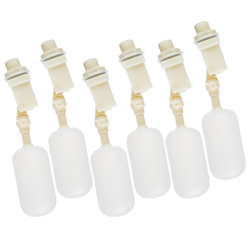 [Australia - AusPower] - 6 Pack 1/2 Inch Float Valve Plastic Water Float Ball Valve with Adjustable Arm Automatic Fill for Control Water Level to Water Trough Water Tank Ponds 