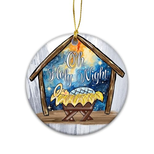 Oh Holy Night Nativity Christmas Ornament, Religious Nativity Scene Ornament Designs, Family Christmas Decor Gift