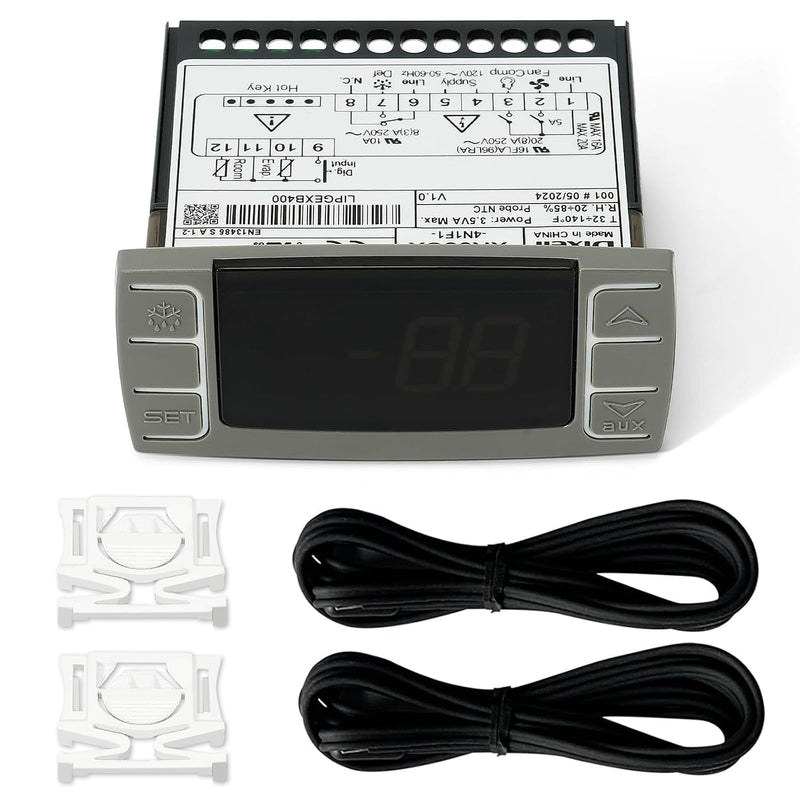 [Australia - AusPower] - for Dixell Temperature Controllers, XR06CX-4N1F1 Digital Thermostat with Sensor Probe - 120V, Compatible with Dixell and 50-60hz Commercial Refrigerators/Freezers (Includes Mounting Hardware) 