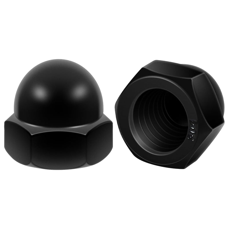 [Australia - AusPower] - #6-32 Hex Head Acorn Cap Nuts, 304 Stainless Steel 18-8 Black Coating Acorn Nuts, Hex Drive, Black Finish, 50 PCS #6-32 