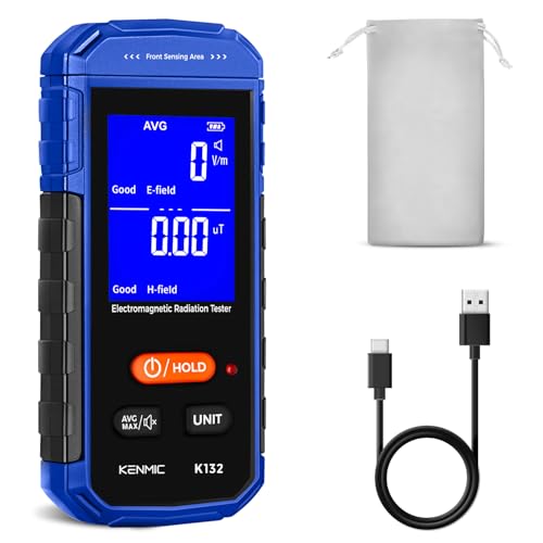 EMF Meter, EF/MF Detector - Blue | Rechargeable EMF meter, portable hand-held electromagnetic fields, digital LCD display