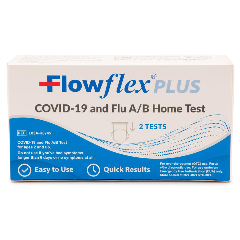 [Australia - AusPower] - Flowflex® Plus COVID-19 and Flu A/B Home Test - (1 Package 2 Tests) Flu A&B 3-in-1 Antigen Rapid Test, Results in 15 Minutes, FDA Authorized. Non-invasive Nasal Swab, Easy to Use with No Discomfort. 1 Pack, 2 Tests 