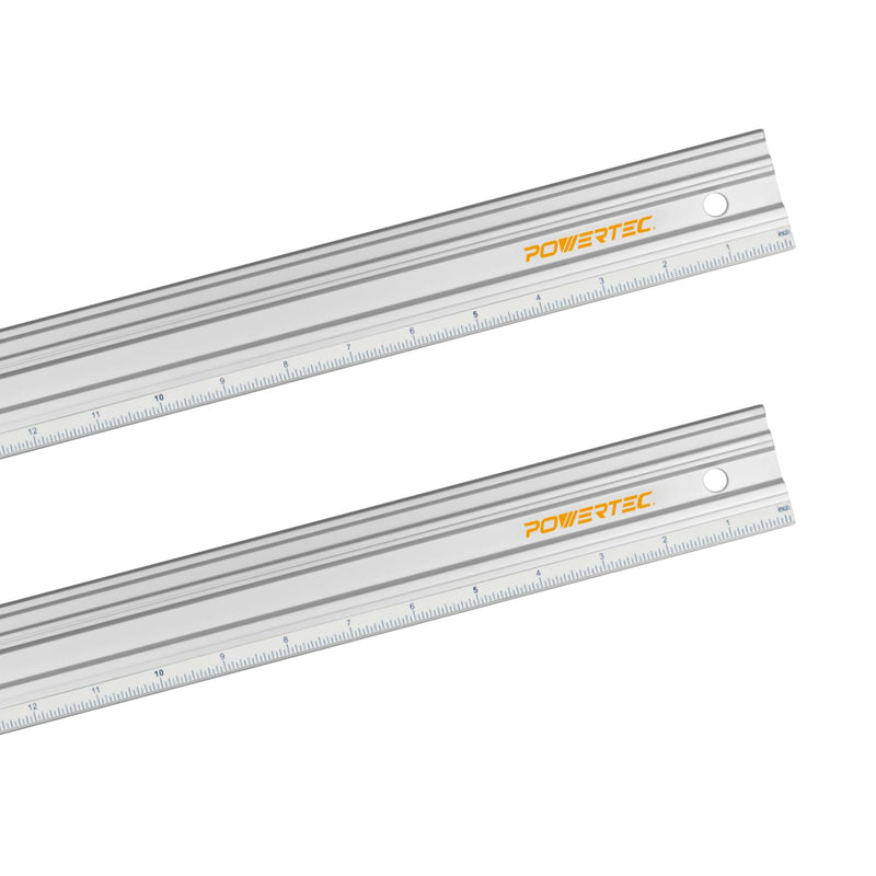 POWERTEC 2PK 18 Inch Machinist Aluminum Straight Edges, for Checking Surface Warp, Marking/Scribing Lines - Used w/Feeler Gauges for Automotive Repairs, Cylinder Head Checks (71213-P2) 18", 2PK