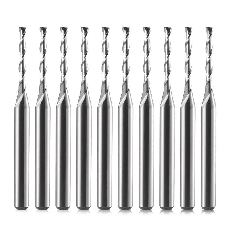 1/8" Shank CNC Router Bits Carbide End Mills 1/16 Inch Up Cut Spial Router Bit Flat Nose Carbide Endmill Two Flute Milling Cutter Tool for Wood PVC MDF Hardwood Pack of 10