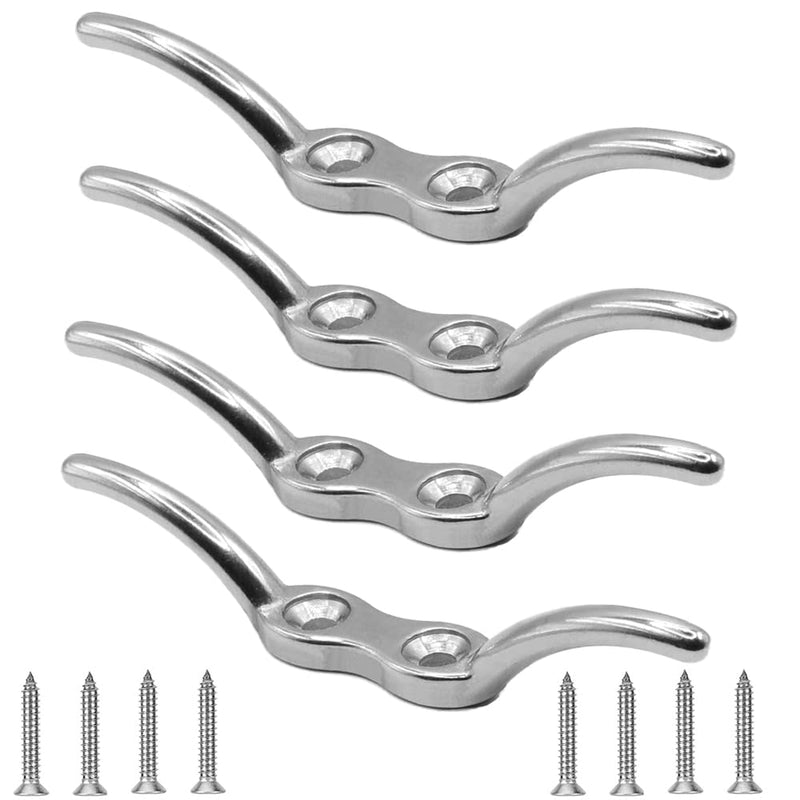 Boat Cleat, 2 1/2 in 4 6 inch Dock Cleat 316 Stainless Steel Marine Grade, Rope Cleat -Include Mounting Screws 6 inch- 4 Pack
