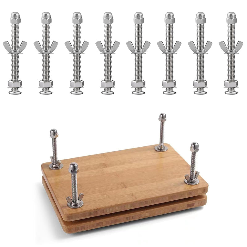 [Australia - AusPower] - Book Binding Press Screw Set, 8 PCS M6 Screws for Book Press with Nuts Butterfly Wrenches and Washers, Essential for Making Paper Crafts 