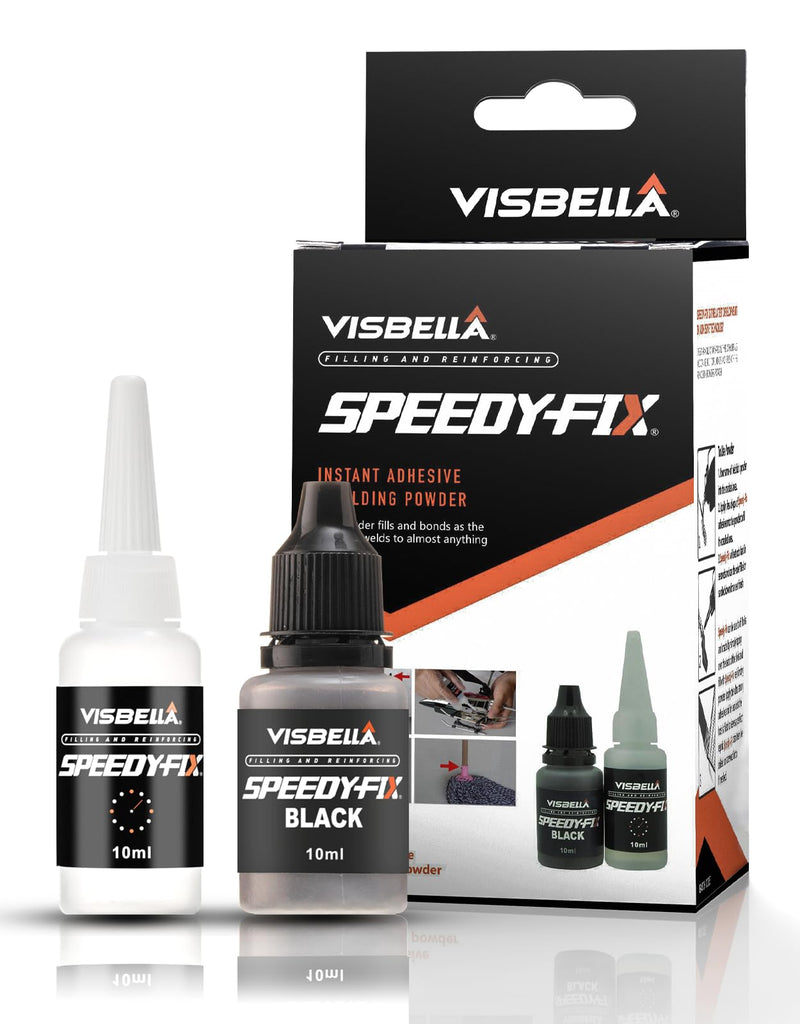 [Australia - AusPower] - 7 Seconds Speedy Fix Strong Instant Adhesive & Filling Powders Reinforcing Waterproof Super Repair Glue Fix for Metal Surfaces & Hard Plastic Products (Black 2PC) Black 2PC 