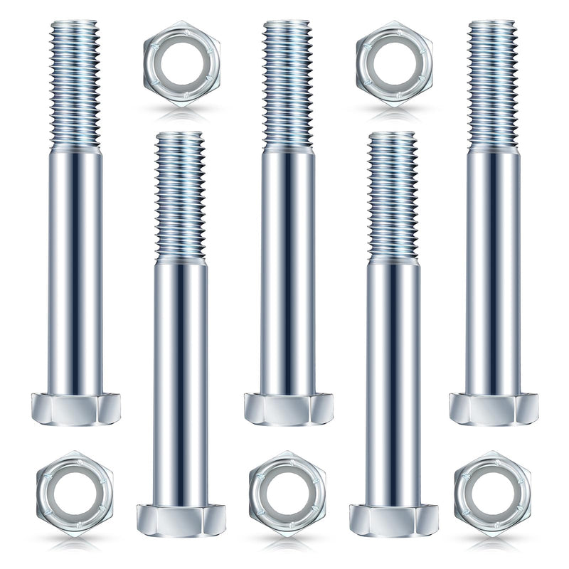 [Australia - AusPower] - Blulu 5 Pack Grade 2 Shear Bolts for Rotary Cutters Bolts and Lock Nuts Kit 1/2" x 3-1/2" with Nylock Nuts Fit Brush Cutter Tractor Gearboxes Compatible with Rotary Cutters Mill Grad (Half Thread) Half Thread 