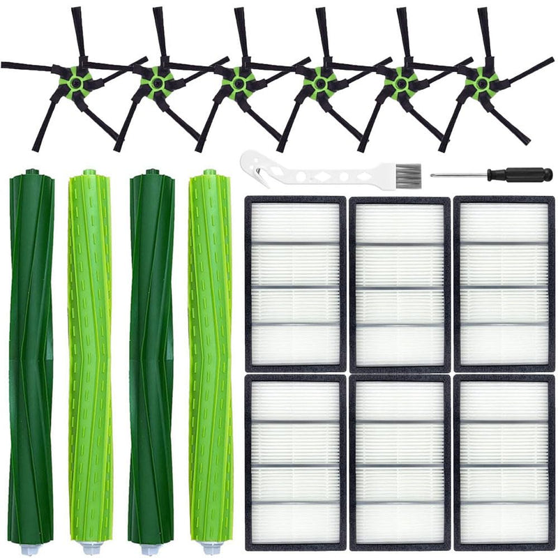 [Australia - AusPower] - 16 Pack Replacement Parts For iRobot Roomba s9 (9150) s9+ s9 Plus (9550) s Series Vacuum Cleaner, 2 Set Rubber Brushes,6 Side Brushes,6 HEPA Filters,2 Tools 2+6+6 
